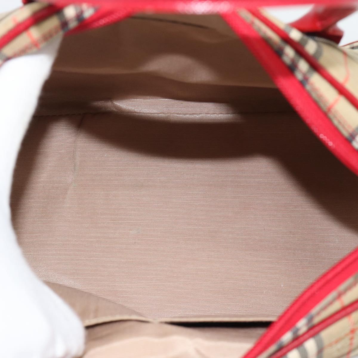 BURBERRY Nova Check Hand Bag Canvas 2way Beige Red Auth ep15355A