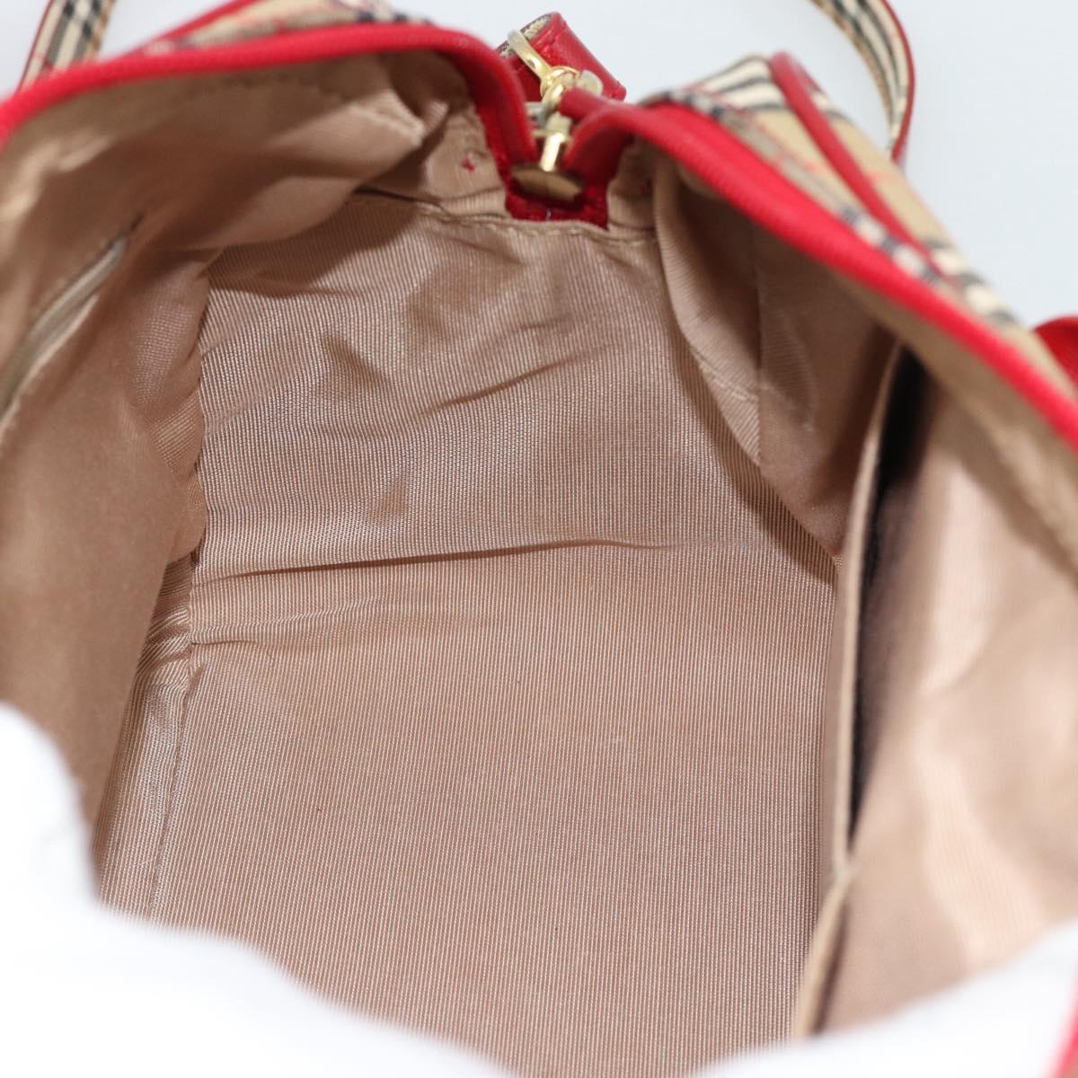 BURBERRY Nova Check Hand Bag Canvas 2way Beige Red Auth ep15355A