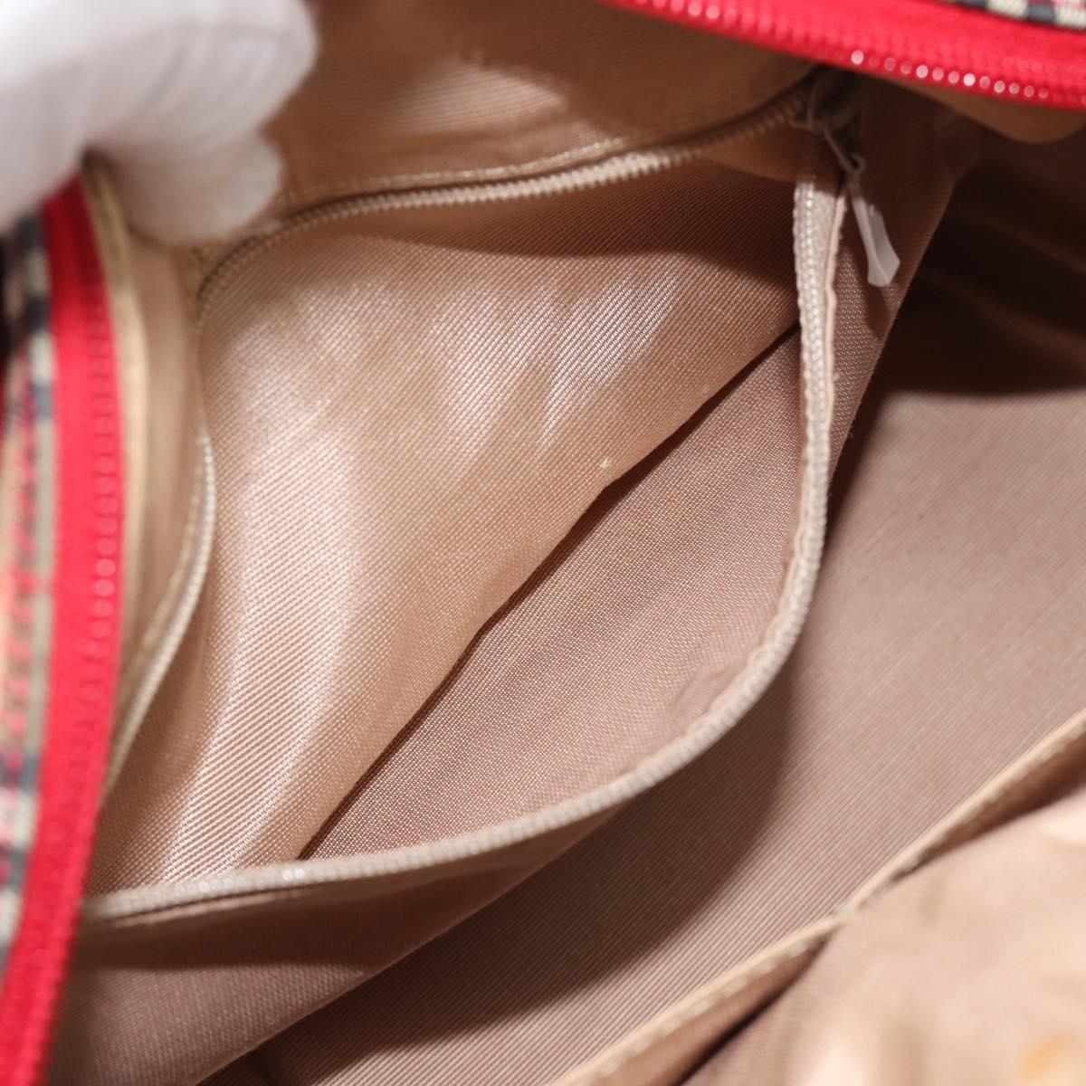 BURBERRY Nova Check Hand Bag Canvas 2way Beige Red Auth ep15355A
