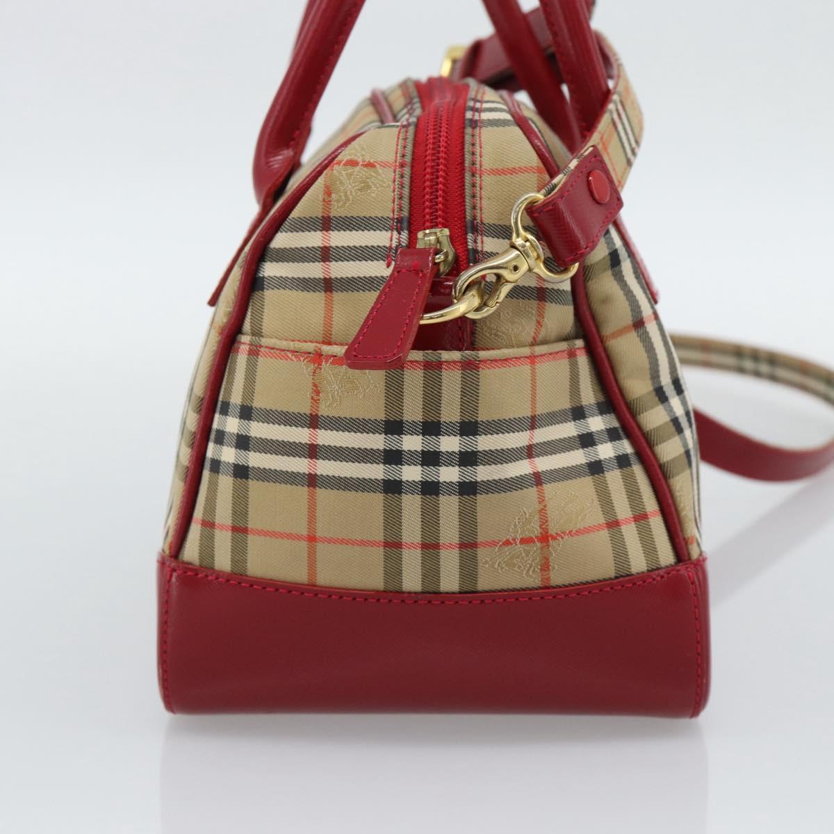 BURBERRY Nova Check Hand Bag Canvas 2way Beige Red Auth ep15355A