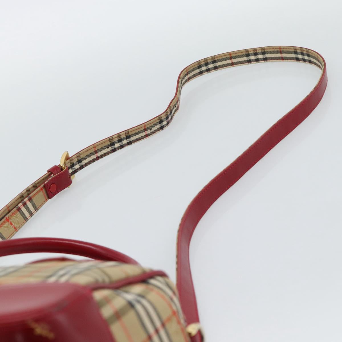 BURBERRY Nova Check Hand Bag Canvas 2way Beige Red Auth ep15355A