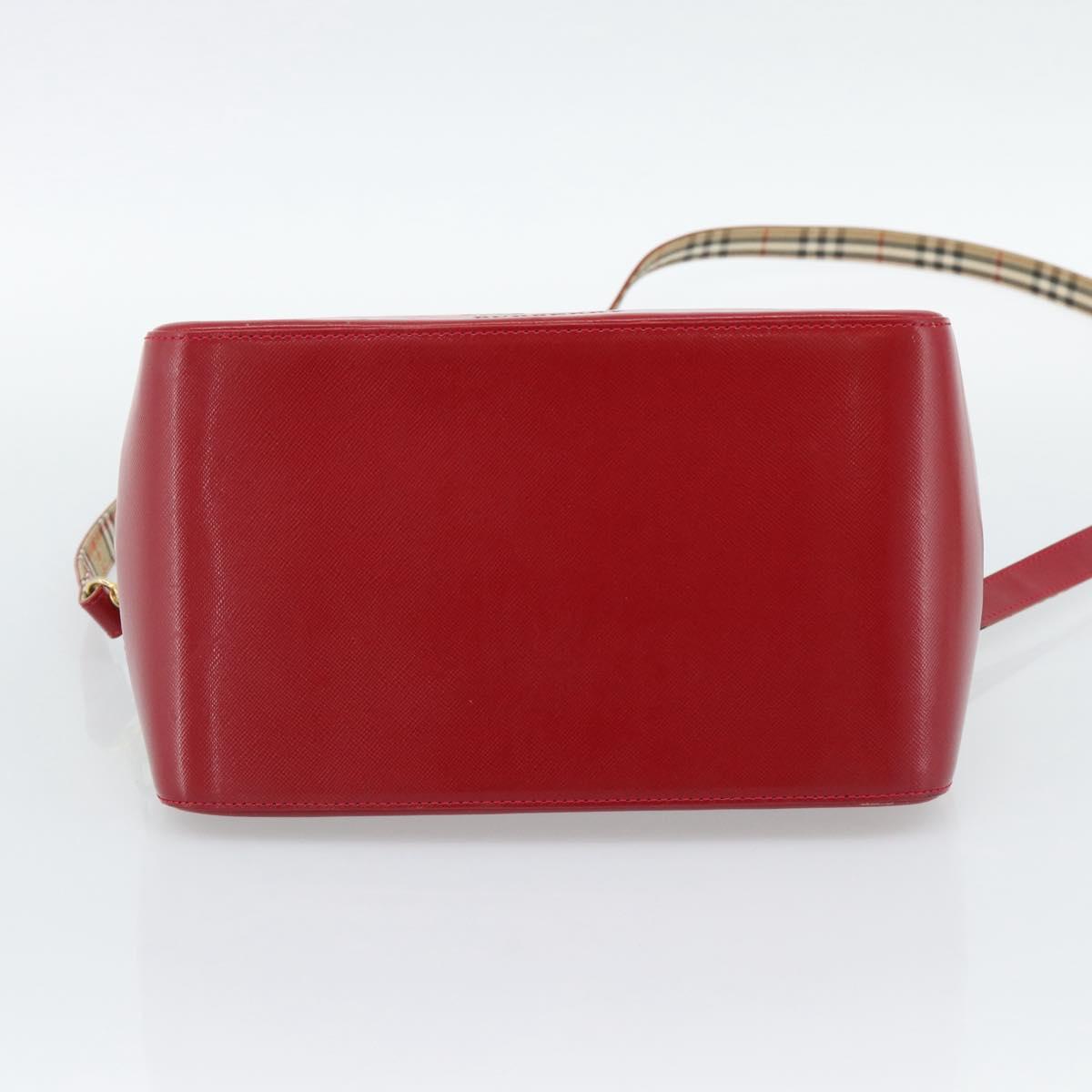BURBERRY Nova Check Hand Bag Canvas 2way Beige Red Auth ep15355A