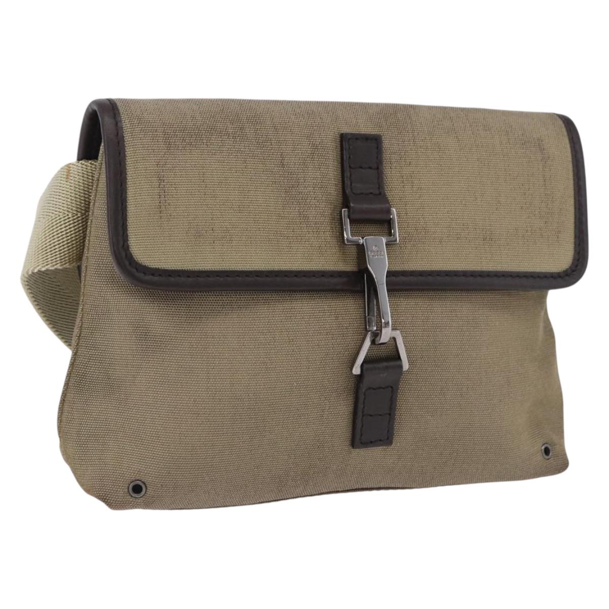 GUCCI Waist Bag Canvas Beige Silver 92543 Auth ep15357