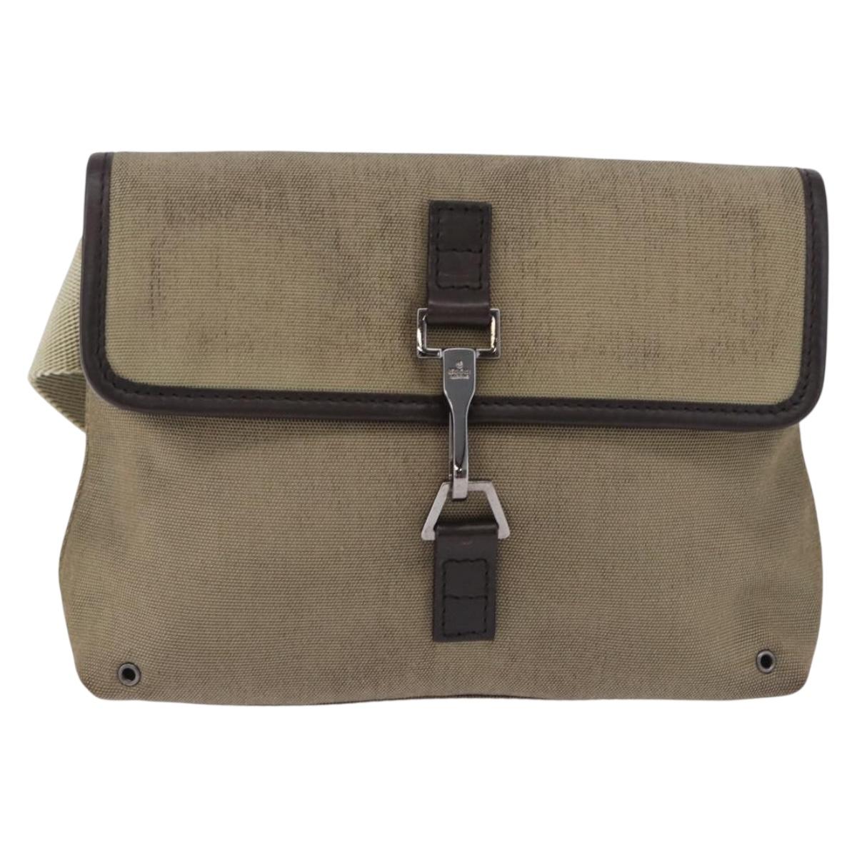 GUCCI Waist Bag Canvas Beige Silver 92543 Auth ep15357