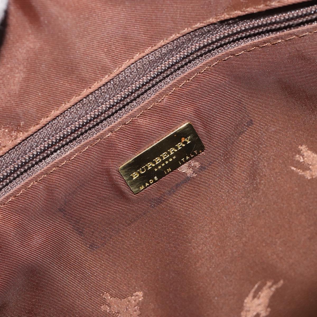 BURBERRY Nova Check Hand Bag PVC Leather Beige Gold Tone Auth ep15358A