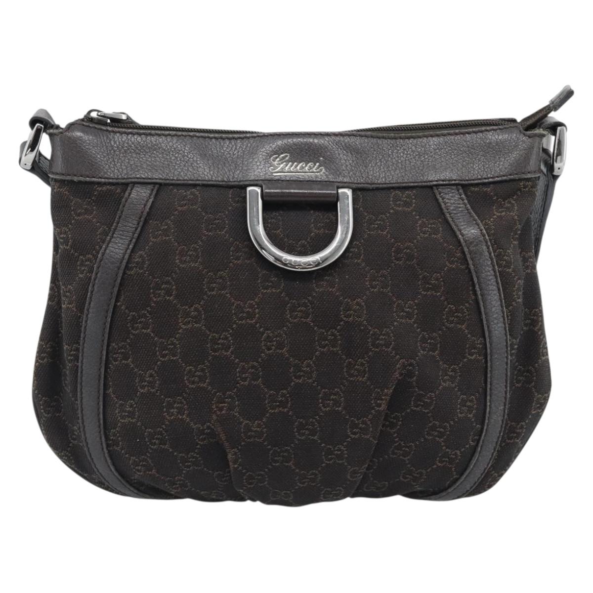 GUCCI GG Canvas Shoulder Bag Outlet Brown Silver 265691 Auth ep15359