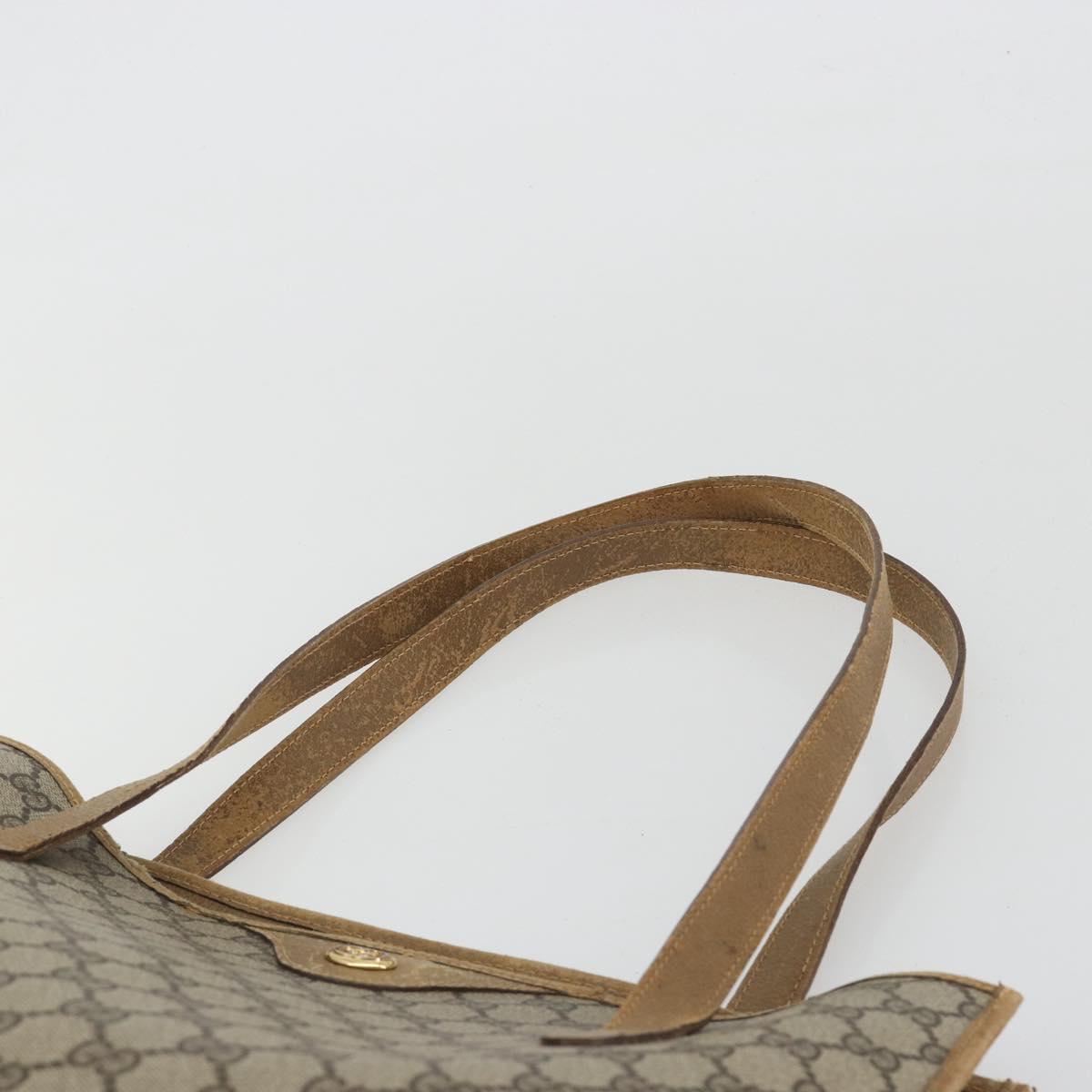 GUCCI GG Supreme Tote Bag PVC Leather Beige Gold Tone 56 02 998 Auth ep15360