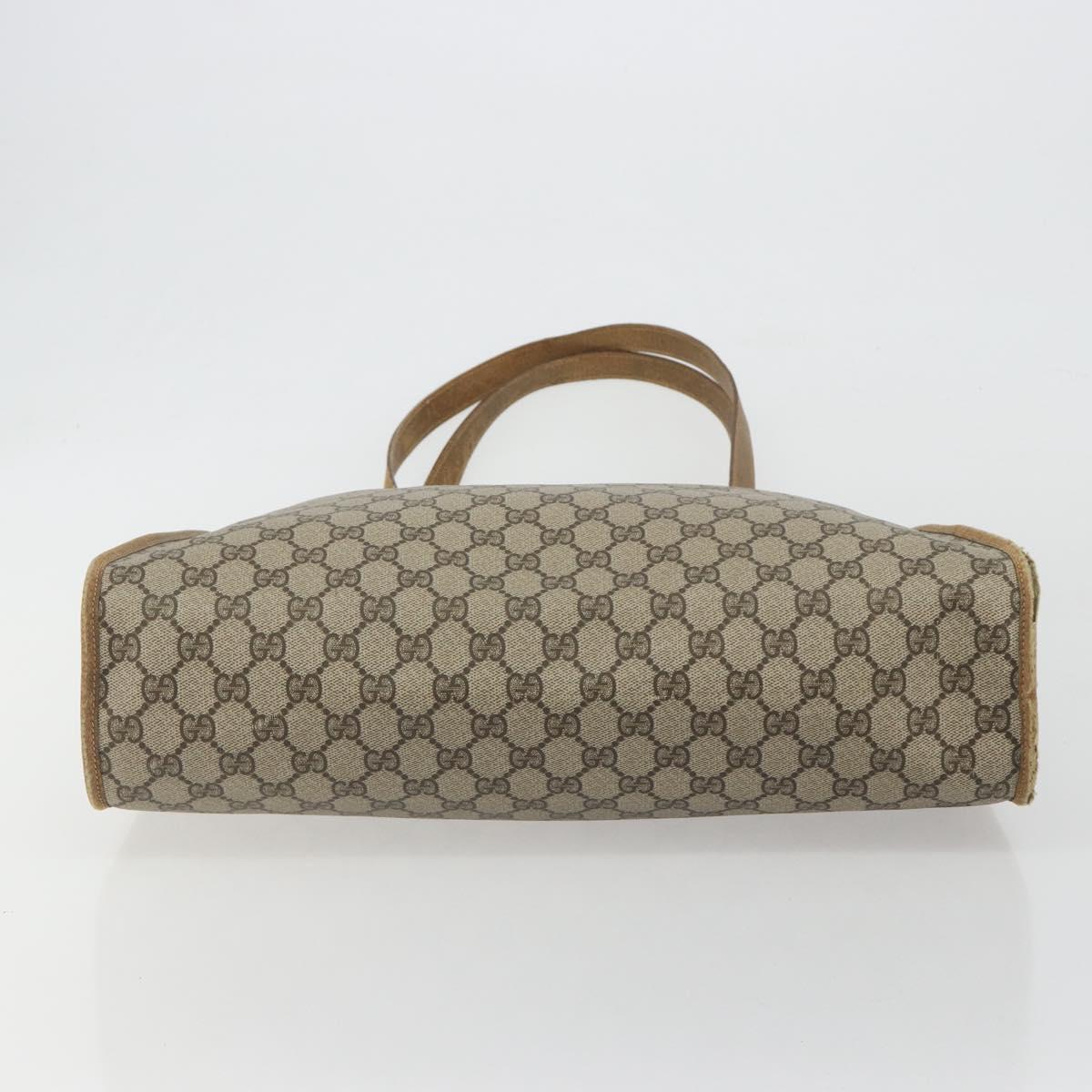GUCCI GG Supreme Tote Bag PVC Leather Beige Gold Tone 56 02 998 Auth ep15360