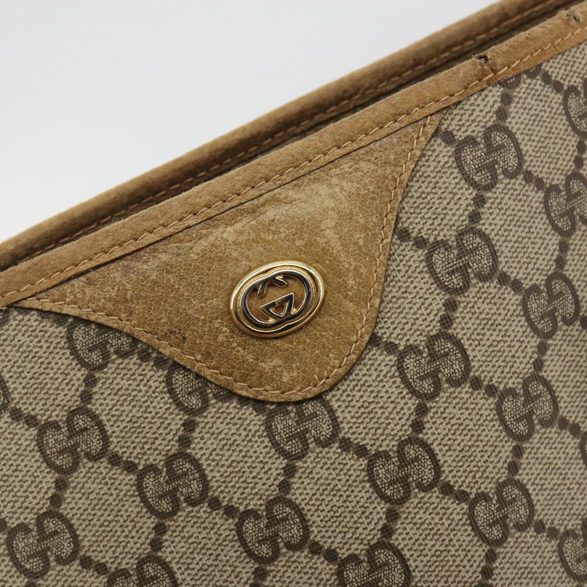 GUCCI GG Supreme Tote Bag PVC Leather Beige Gold Tone 56 02 998 Auth ep15360