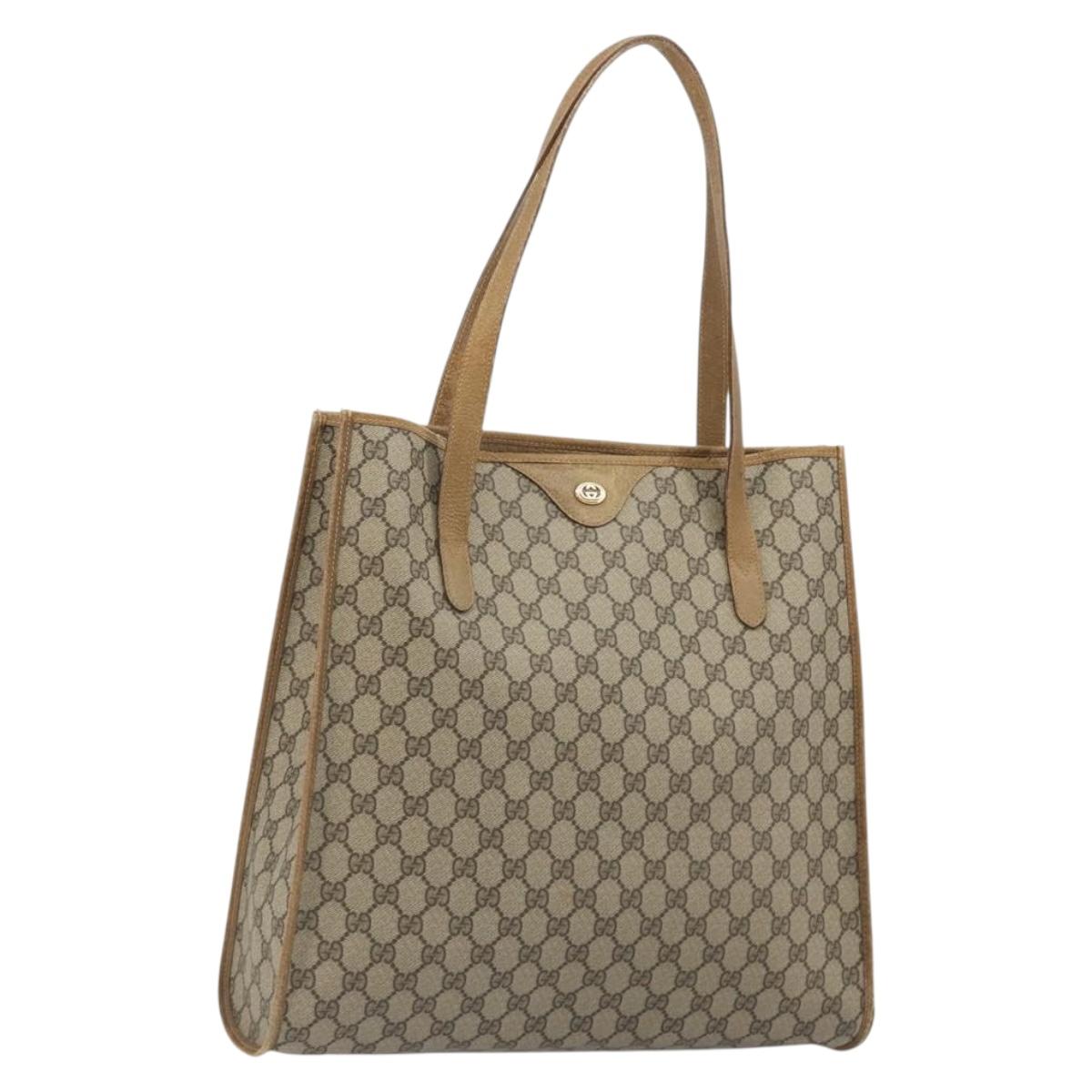 GUCCI GG Supreme Tote Bag PVC Leather Beige Gold Tone 56 02 998 Auth ep15360