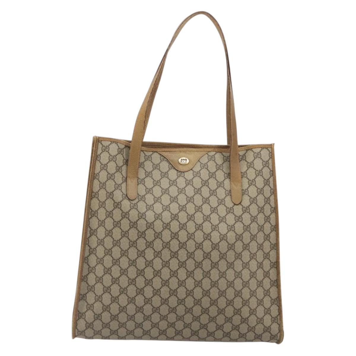 GUCCI GG Supreme Tote Bag PVC Leather Beige Gold Tone 56 02 998 Auth ep15360