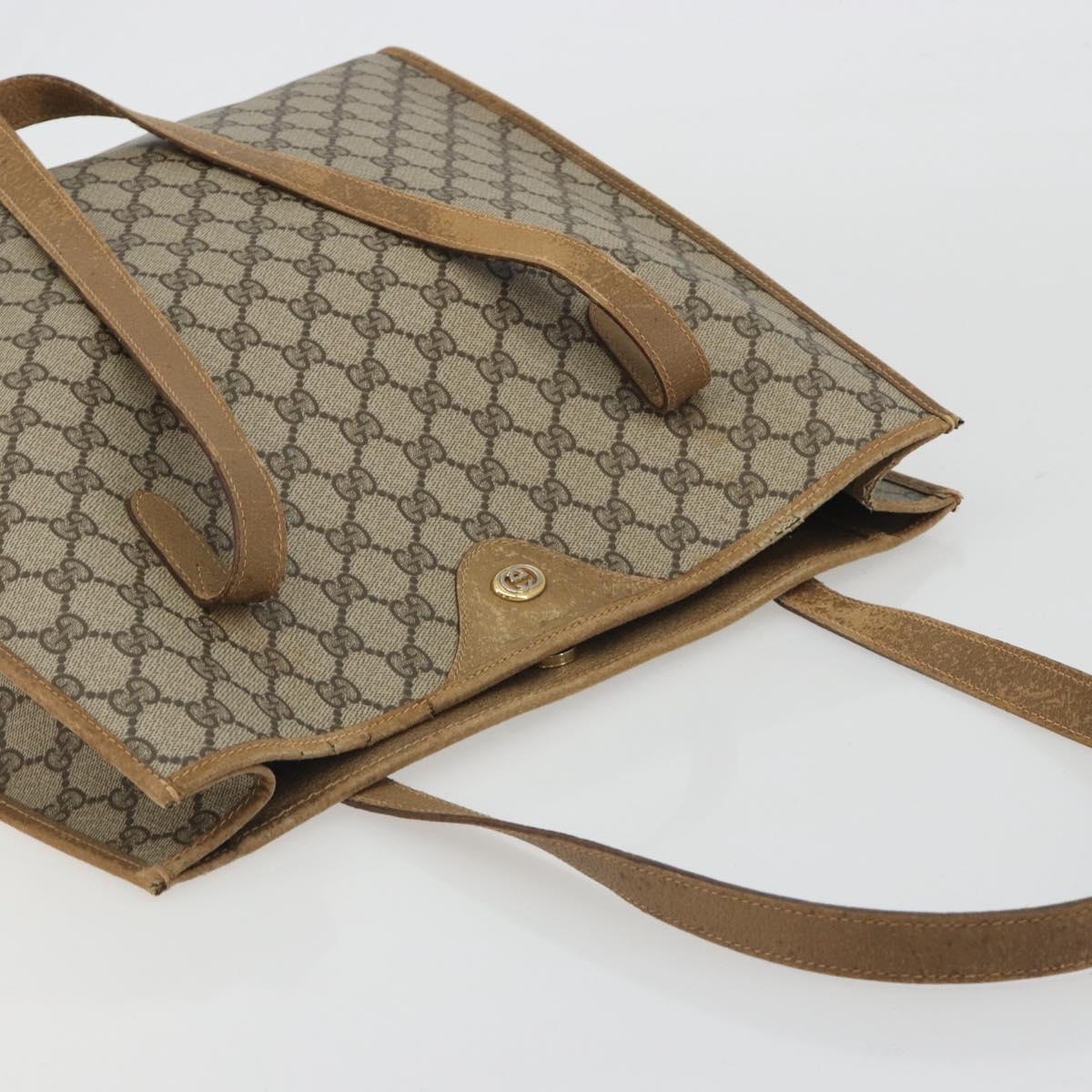 GUCCI GG Supreme Tote Bag PVC Leather Beige Gold Tone 56 02 998 Auth ep15360