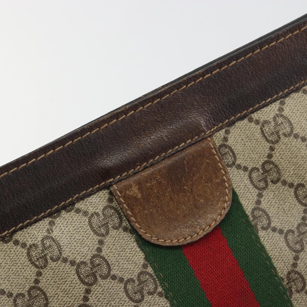 GUCCI GG Supreme Clutch Bag PVC Leather Beige Brown Auth ep15361