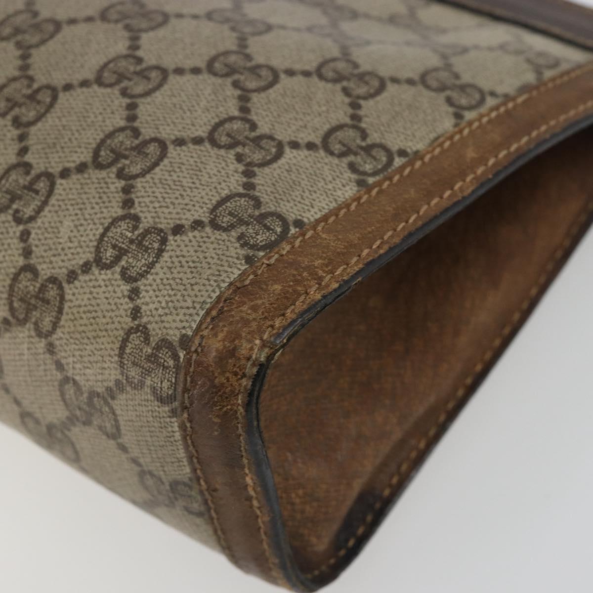 GUCCI GG Supreme Clutch Bag PVC Leather Beige Brown Auth ep15361