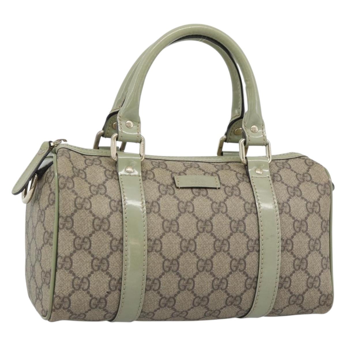 GUCCI GG Supreme Hand Bag PVC Leather Beige Gold Tone 193604 Auth ep15362A