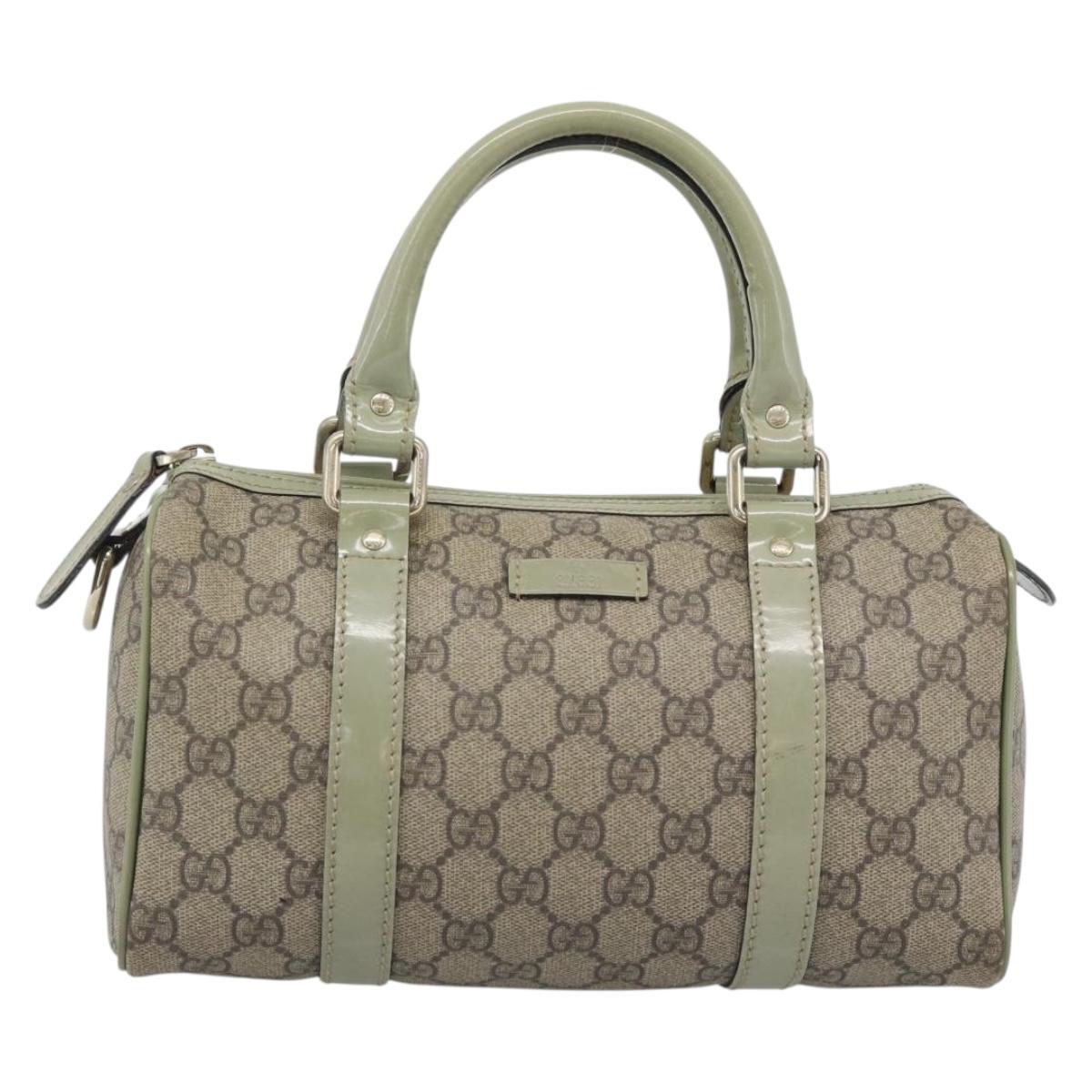 GUCCI GG Supreme Hand Bag PVC Leather Beige Gold Tone 193604 Auth ep15362A