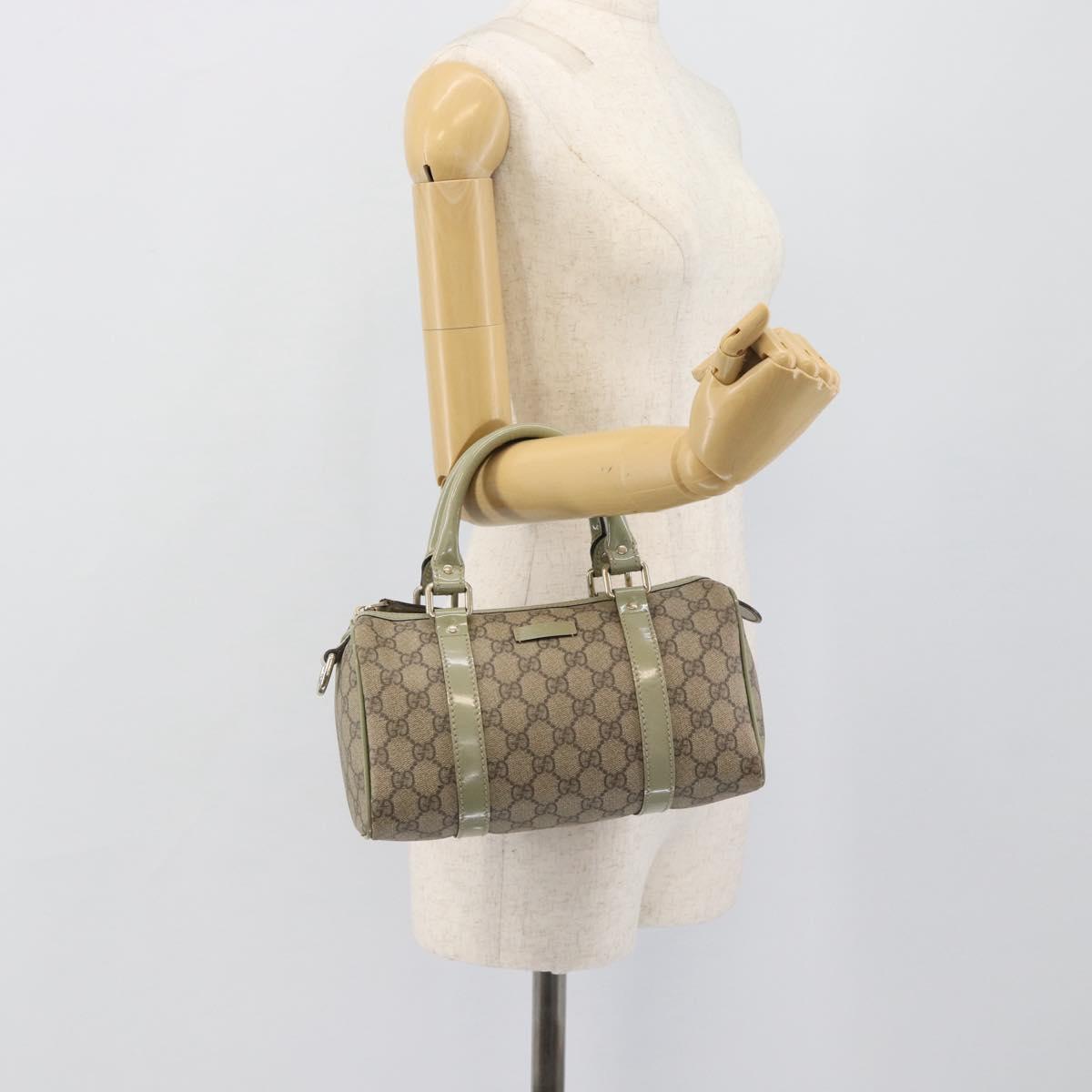 GUCCI GG Supreme Hand Bag PVC Leather Beige Gold Tone 193604 Auth ep15362A