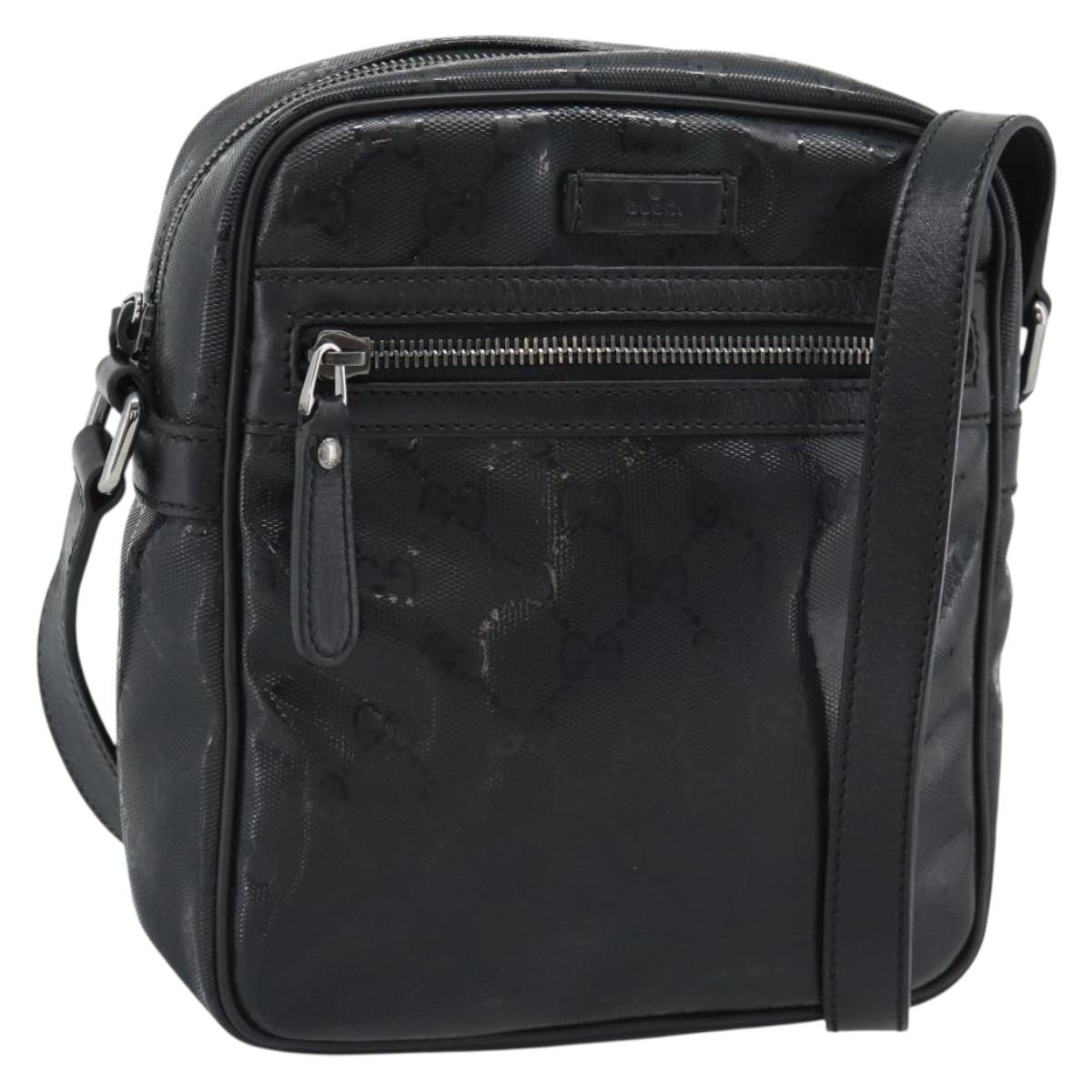 GUCCI GG Implementation Shoulder Bag PVC Black Silver 233268 Auth ep15366A