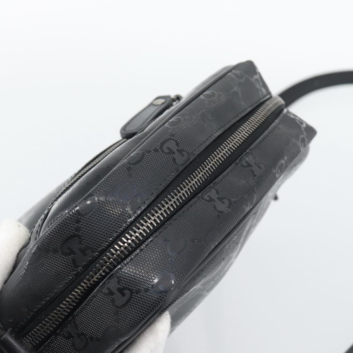 GUCCI GG Implementation Shoulder Bag PVC Black Silver 233268 Auth ep15366A