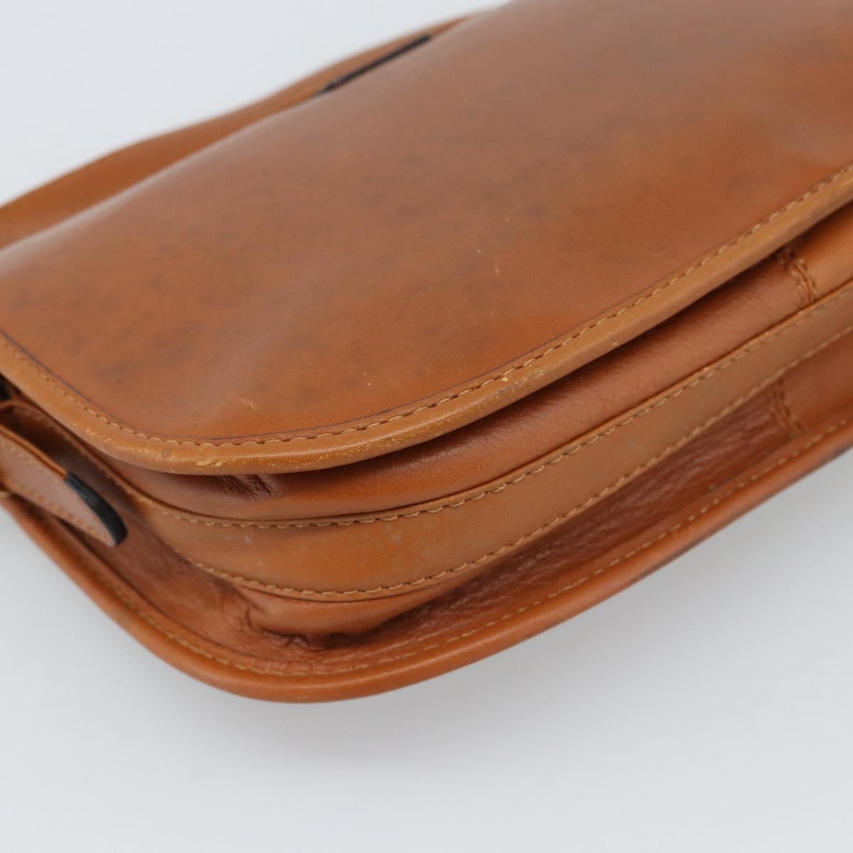 CELINE Shoulder Bag Leather Brown Gold Tone Auth ep15367
