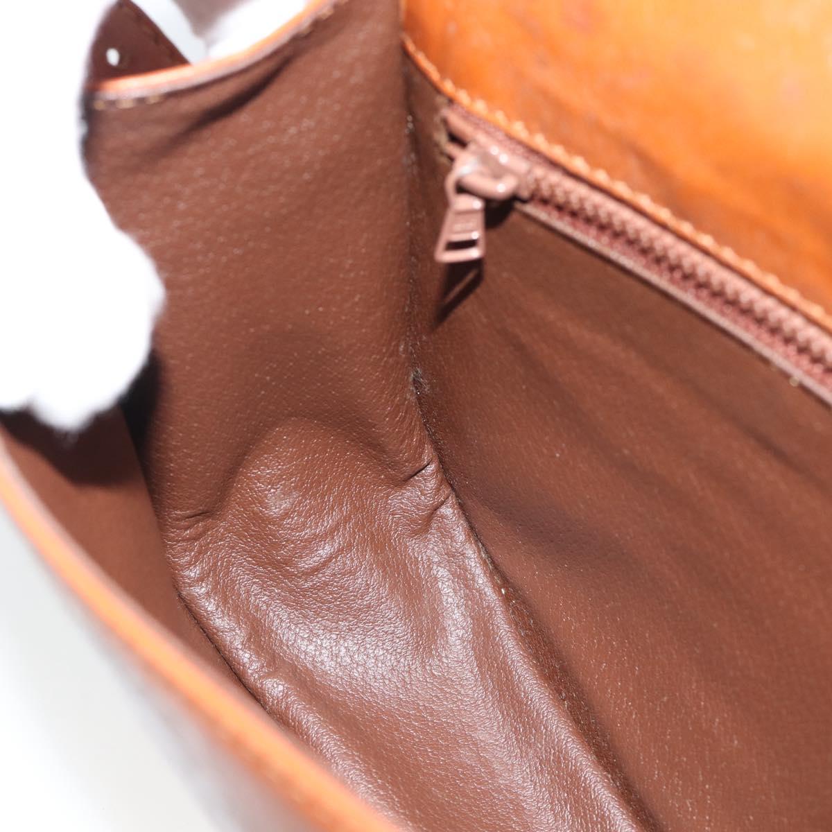 CELINE Shoulder Bag Leather Brown Gold Tone Auth ep15367