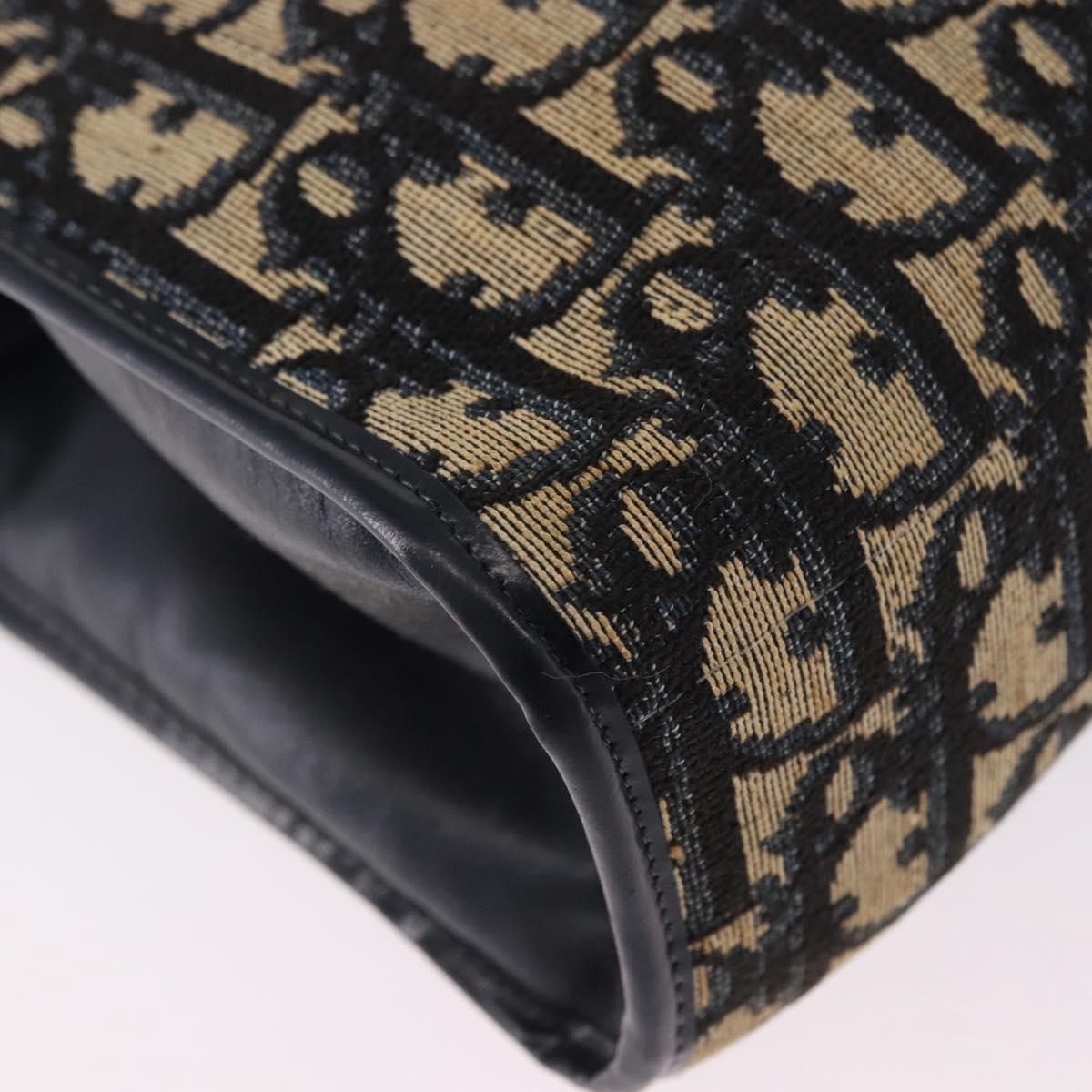 Christian Dior Trotter Canvas Shoulder Bag Navy Gold Tone Auth ep15368A