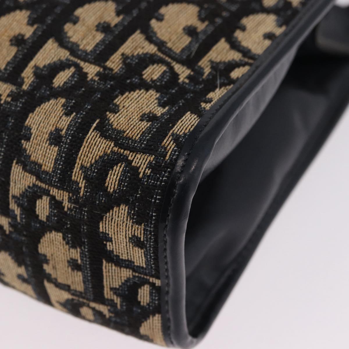 Christian Dior Trotter Canvas Shoulder Bag Navy Gold Tone Auth ep15368A
