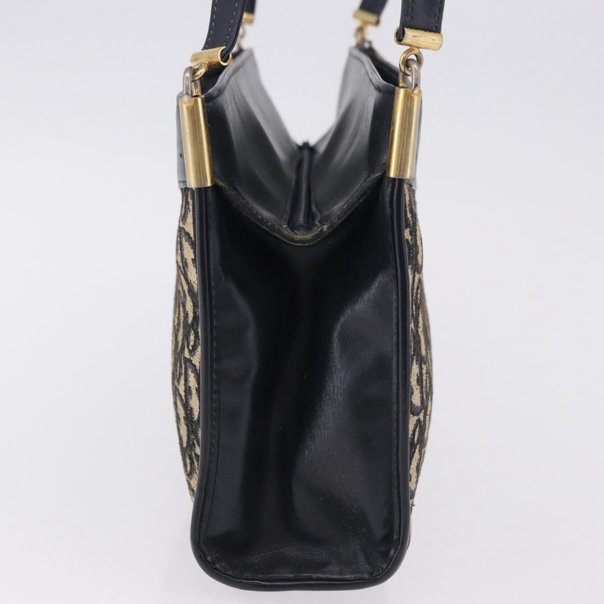 Christian Dior Trotter Canvas Shoulder Bag Navy Gold Tone Auth ep15368A