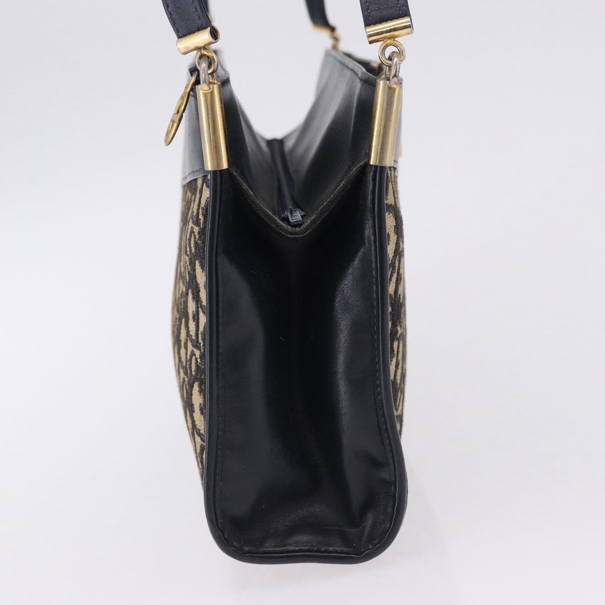 Christian Dior Trotter Canvas Shoulder Bag Navy Gold Tone Auth ep15368A