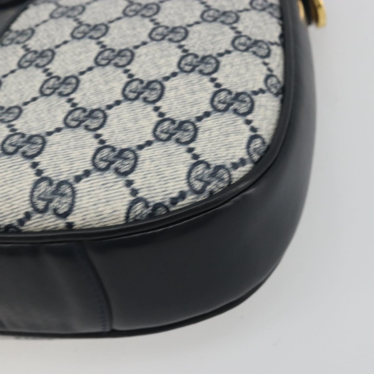 GUCCI GG Supreme Shoulder Bag PVC Leather Navy Gold Tone Auth ep15369A