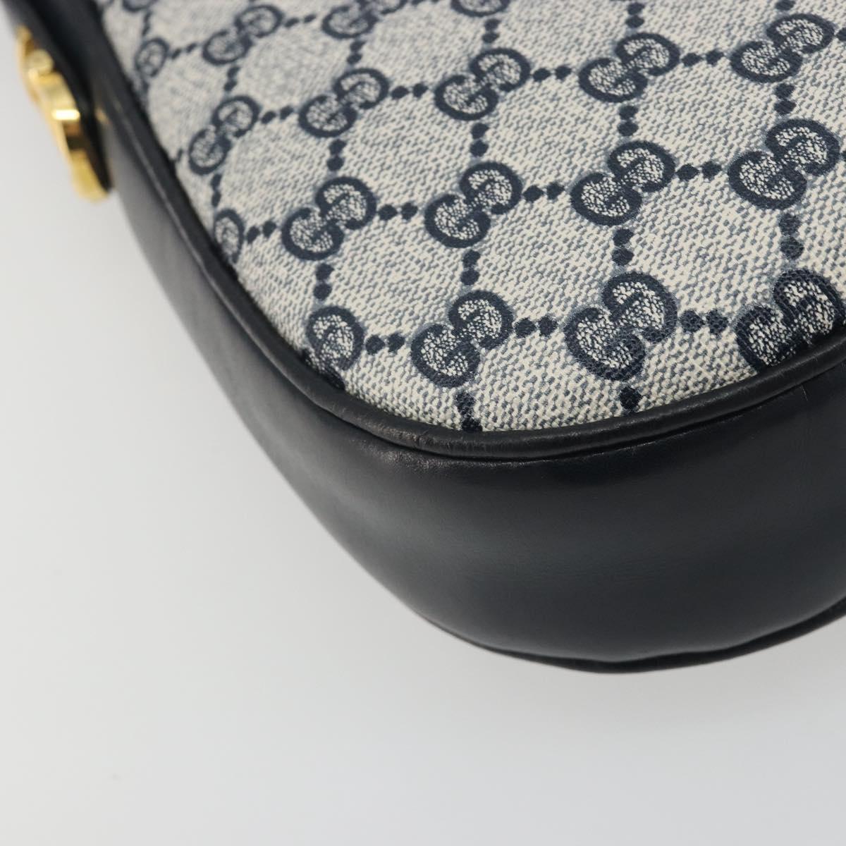 GUCCI GG Supreme Shoulder Bag PVC Leather Navy Gold Tone Auth ep15369A