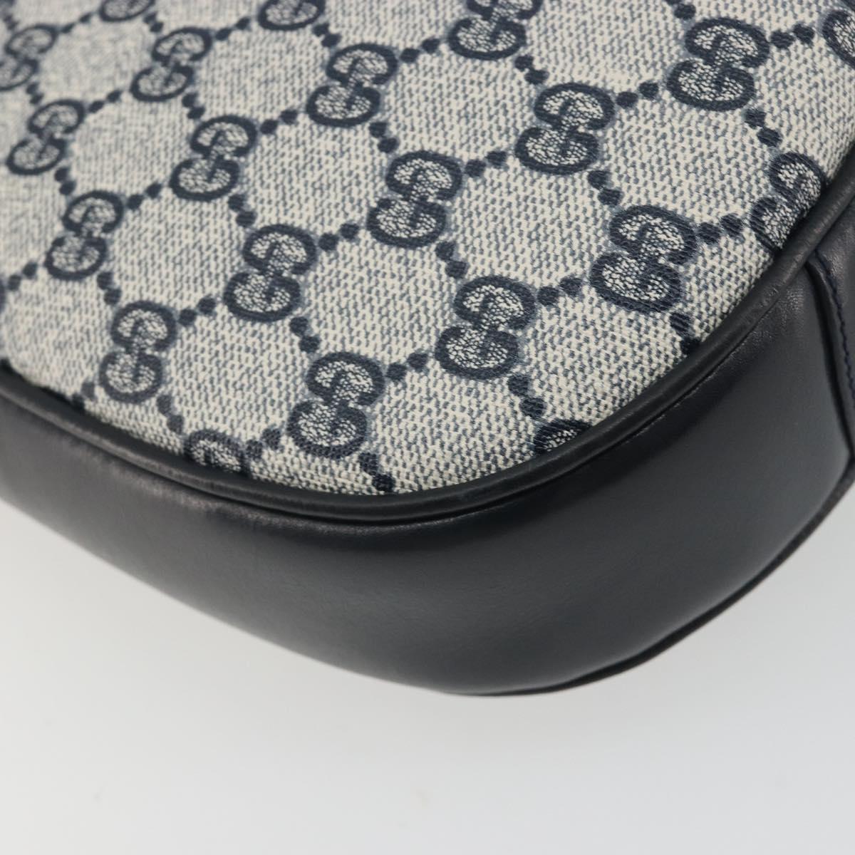 GUCCI GG Supreme Shoulder Bag PVC Leather Navy Gold Tone Auth ep15369A