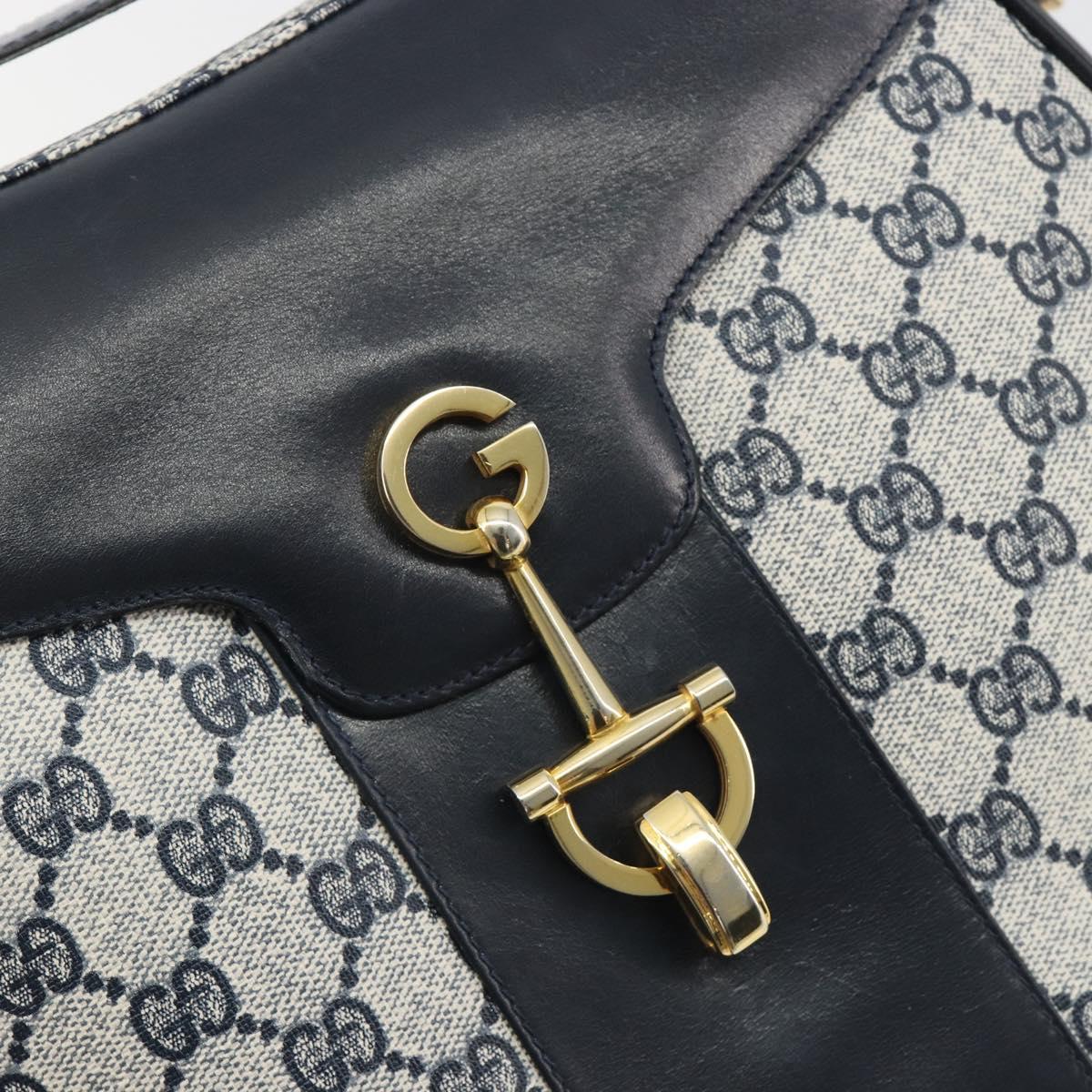 GUCCI GG Supreme Shoulder Bag PVC Leather Navy Gold Tone Auth ep15369A