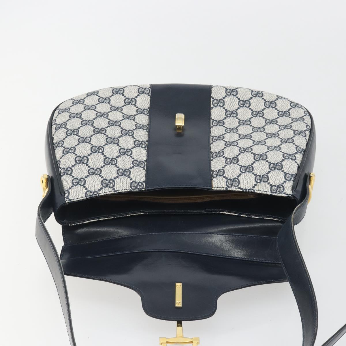 GUCCI GG Supreme Shoulder Bag PVC Leather Navy Gold Tone Auth ep15369A