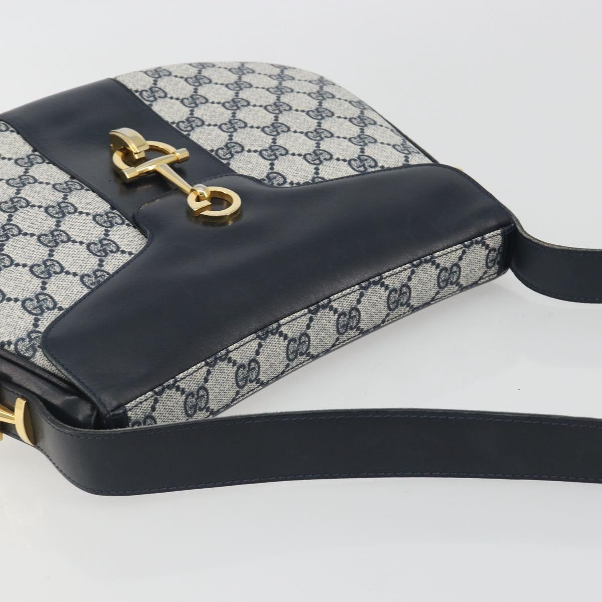 GUCCI GG Supreme Shoulder Bag PVC Leather Navy Gold Tone Auth ep15369A