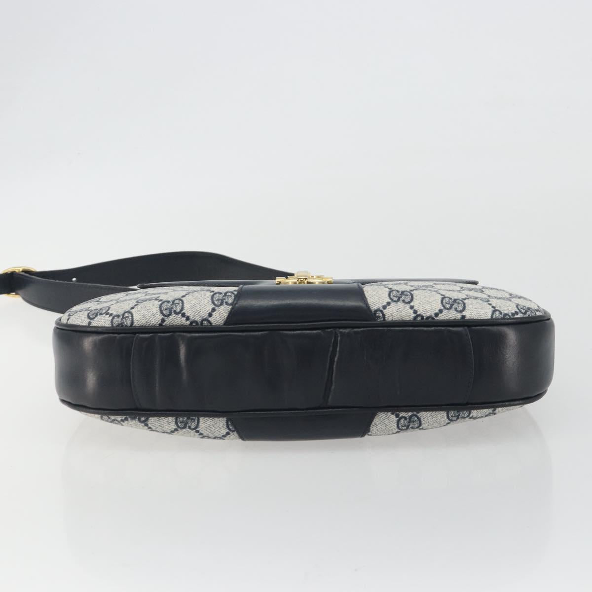 GUCCI GG Supreme Shoulder Bag PVC Leather Navy Gold Tone Auth ep15369A