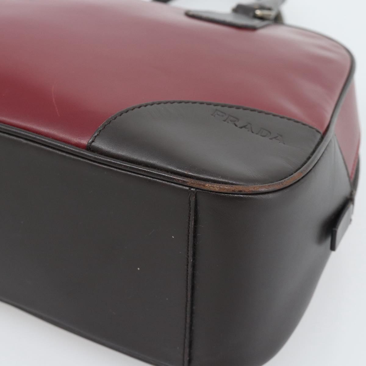 PRADA Hand Bag Leather Red Black Auth ep15370