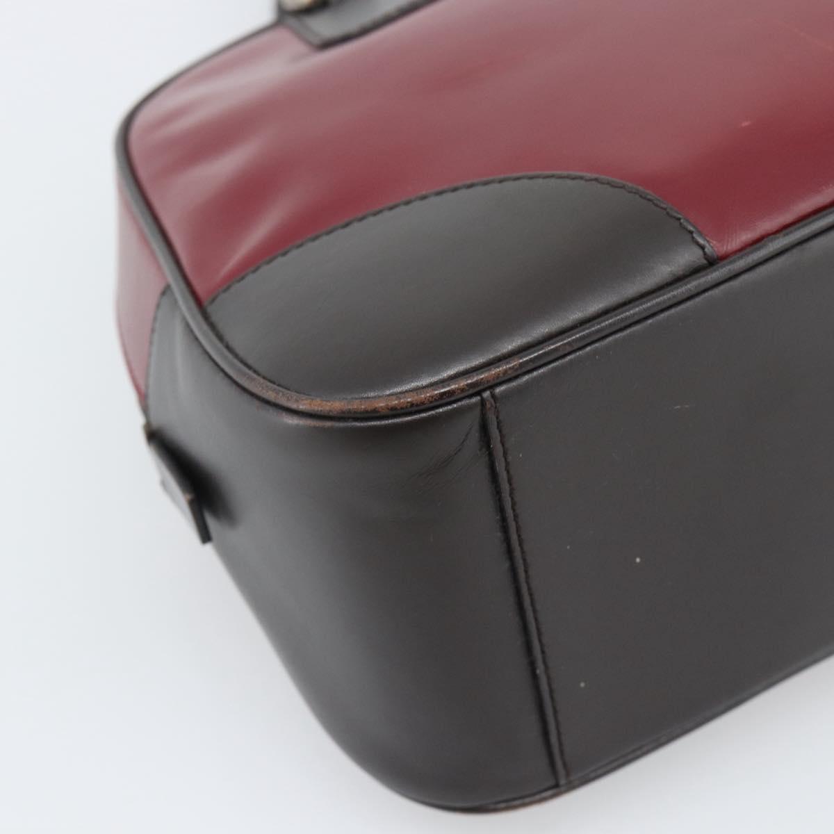 PRADA Hand Bag Leather Red Black Auth ep15370