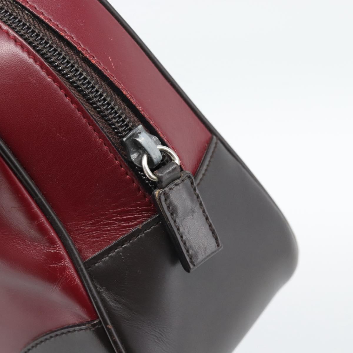 PRADA Hand Bag Leather Red Black Auth ep15370
