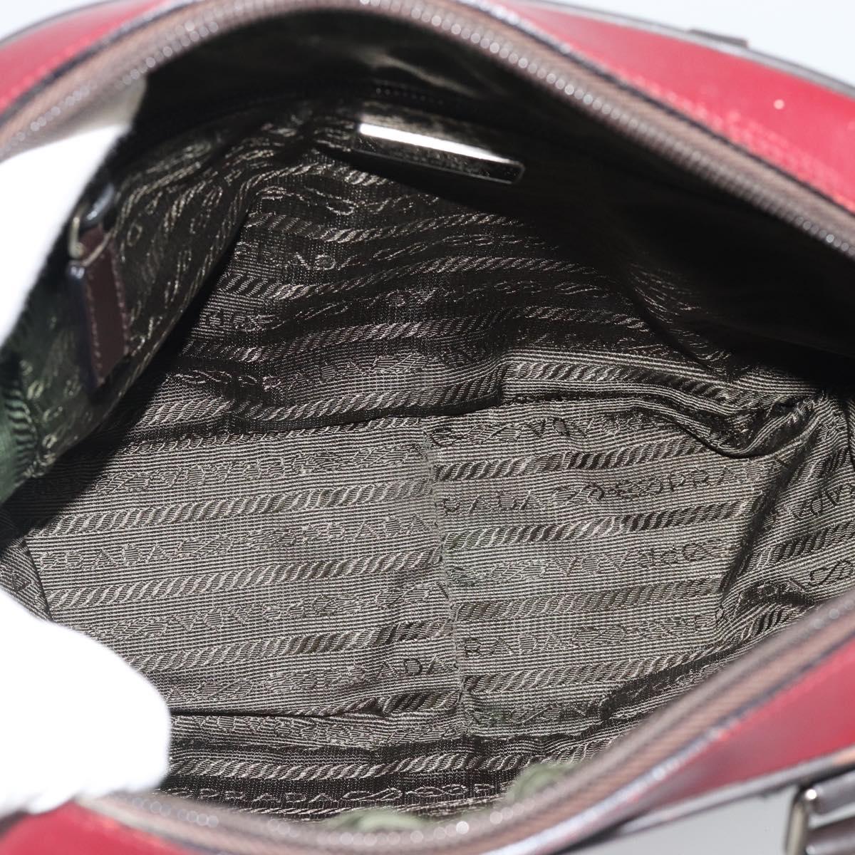 PRADA Hand Bag Leather Red Black Auth ep15370