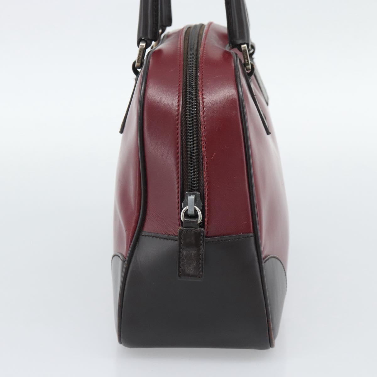 PRADA Hand Bag Leather Red Black Auth ep15370
