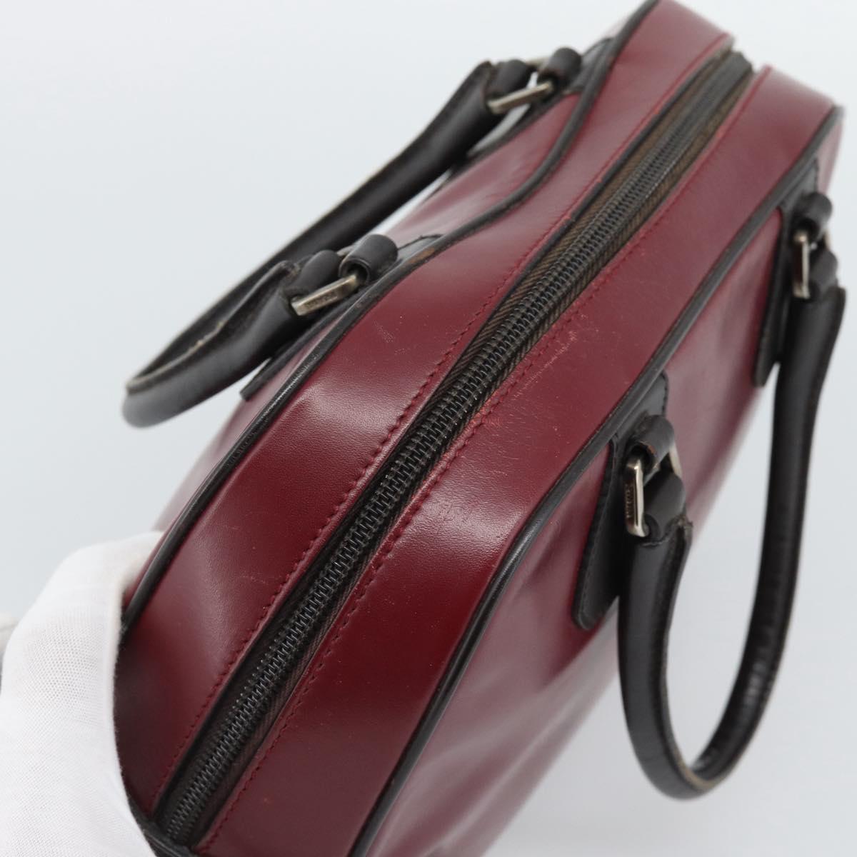 PRADA Hand Bag Leather Red Black Auth ep15370