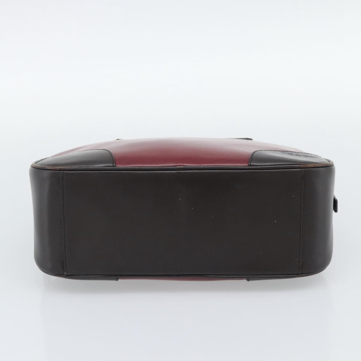PRADA Hand Bag Leather Red Black Auth ep15370