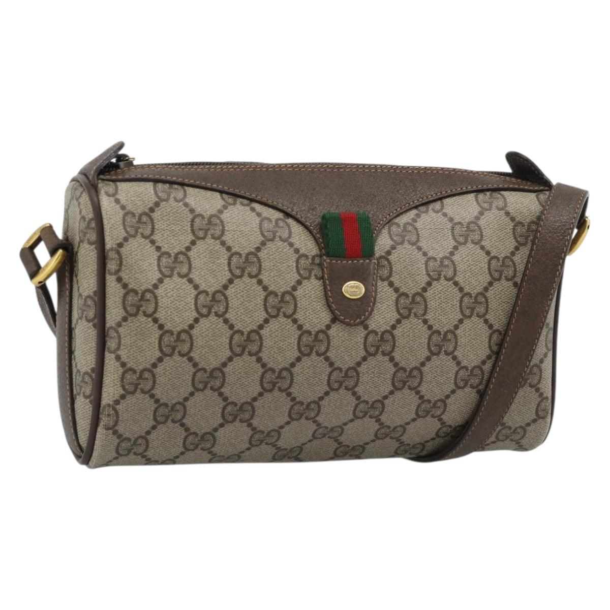 GUCCI GG Supreme Shoulder Bag PVC Leather Beige Gold Tone 89 02 018 Auth ep15372