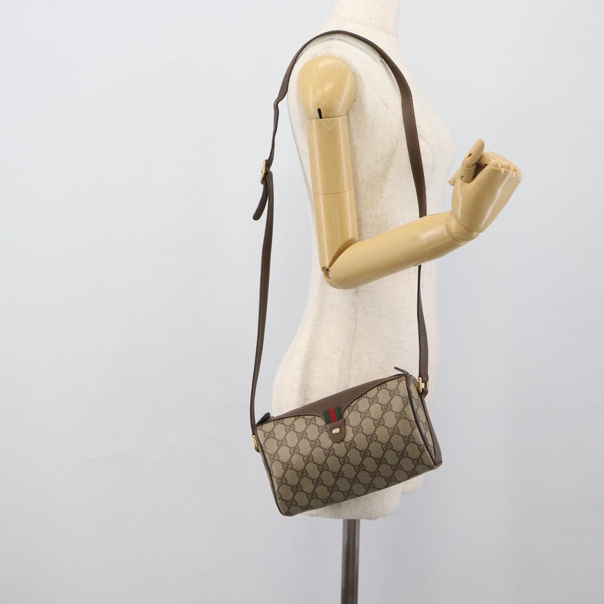 GUCCI GG Supreme Shoulder Bag PVC Leather Beige Gold Tone 89 02 018 Auth ep15372