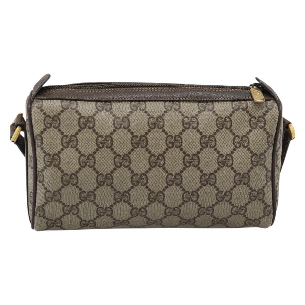 GUCCI GG Supreme Shoulder Bag PVC Leather Beige Gold Tone 89 02 018 Auth ep15372