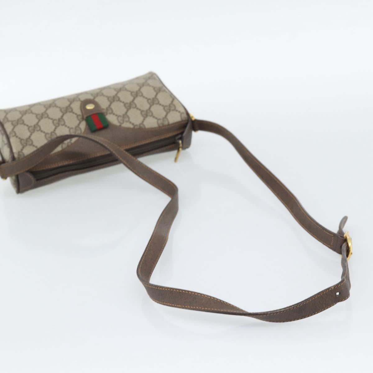 GUCCI GG Supreme Shoulder Bag PVC Leather Beige Gold Tone 89 02 018 Auth ep15372