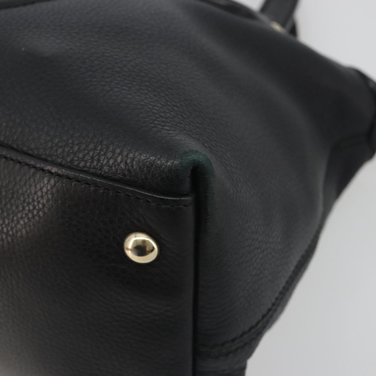 GUCCI Soho Hand Bag Leather 2way Black Gold Tone 308362 Auth ep15374A