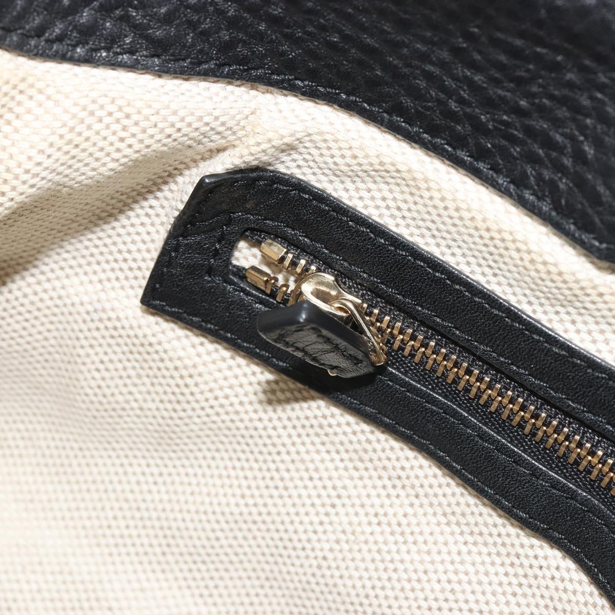 GUCCI Soho Hand Bag Leather 2way Black Gold Tone 308362 Auth ep15374A