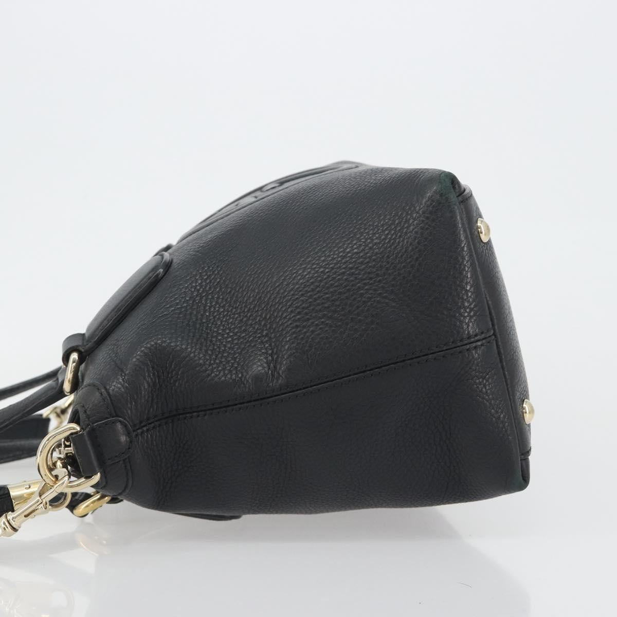 GUCCI Soho Hand Bag Leather 2way Black Gold Tone 308362 Auth ep15374A